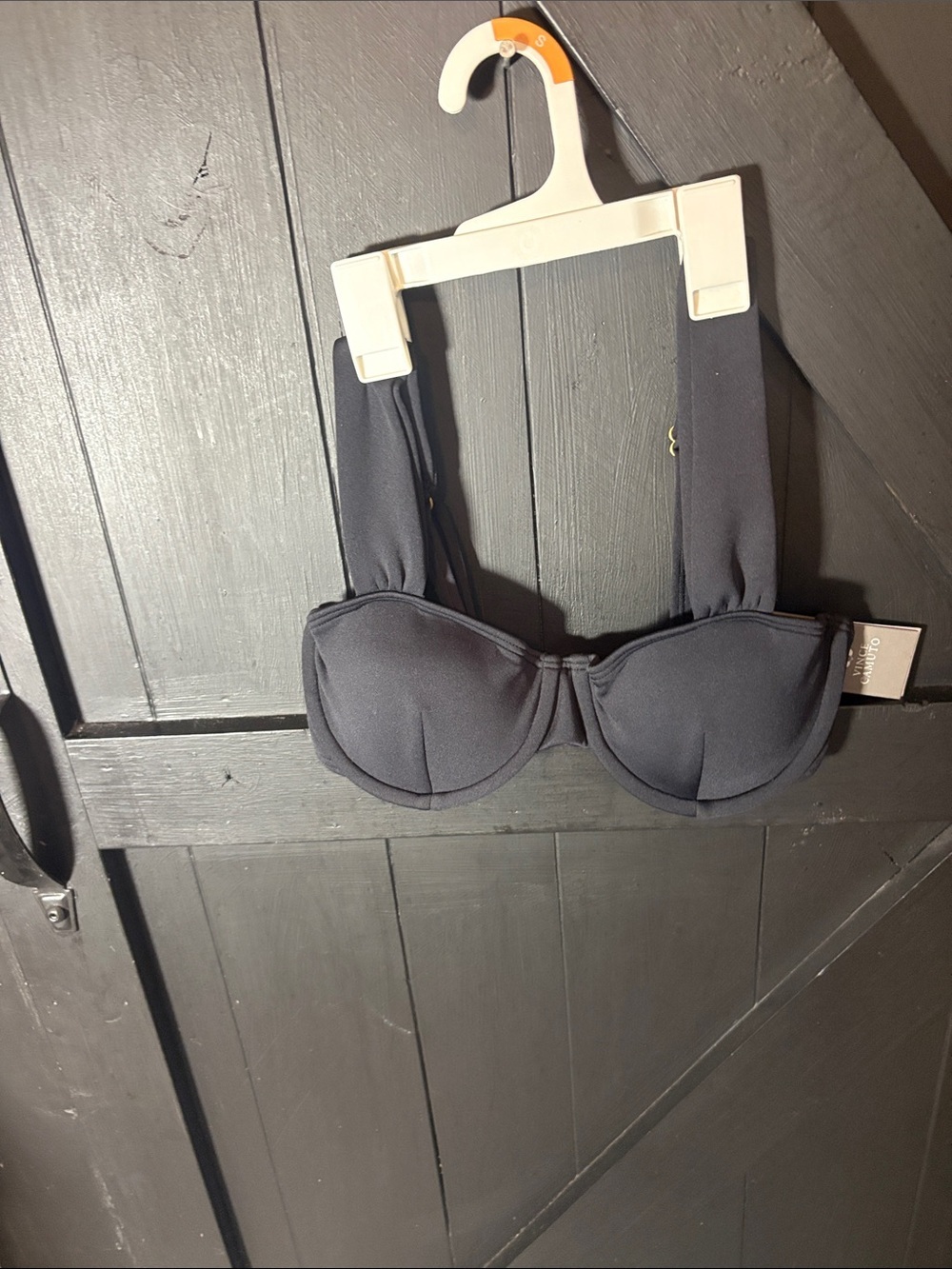 Vince Camuto Black Padded Balconette Bikini Top with Wide Straps